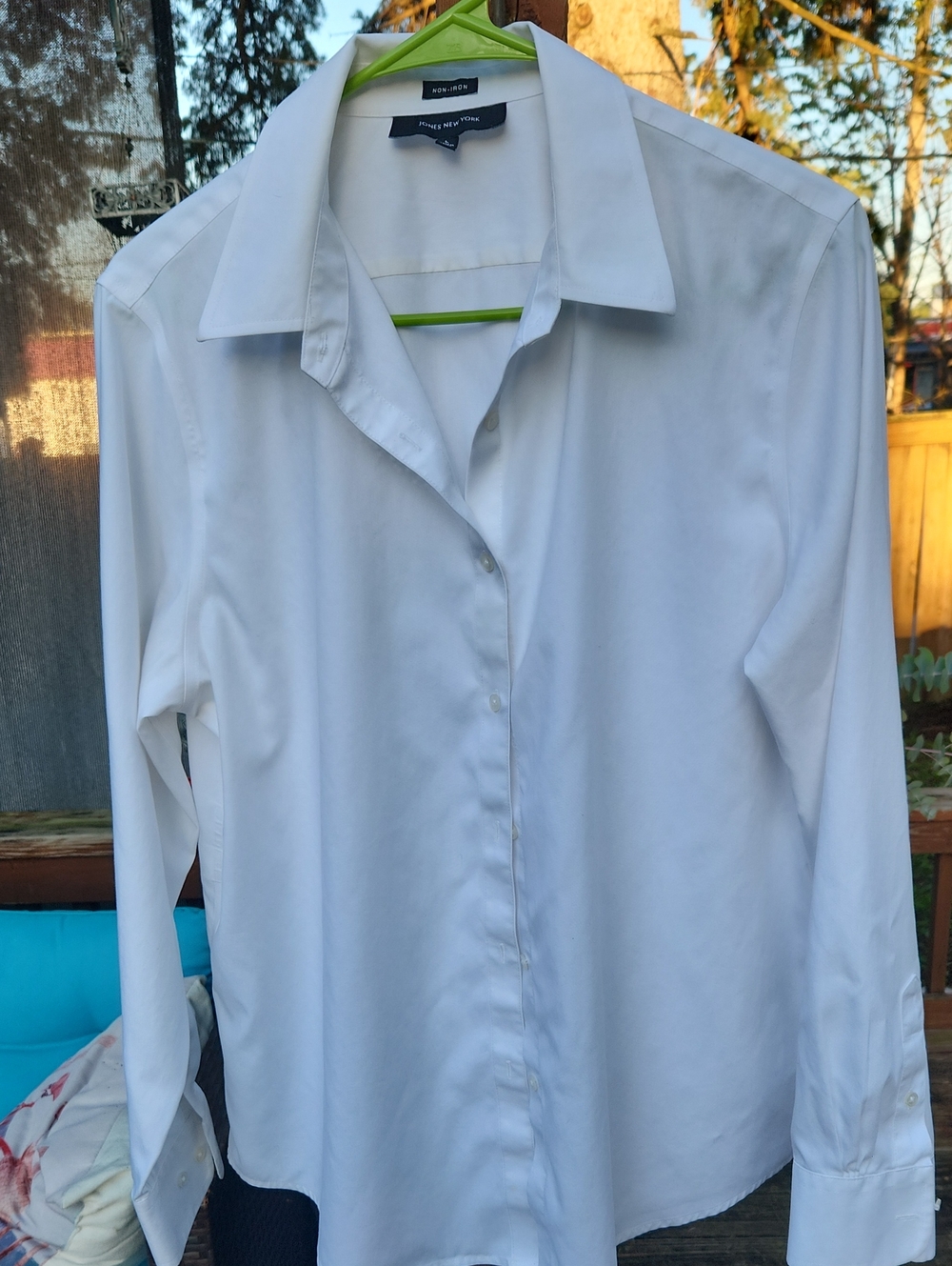 Jones New York Easy-Care Non-Iron Button-Up Shirt White Large